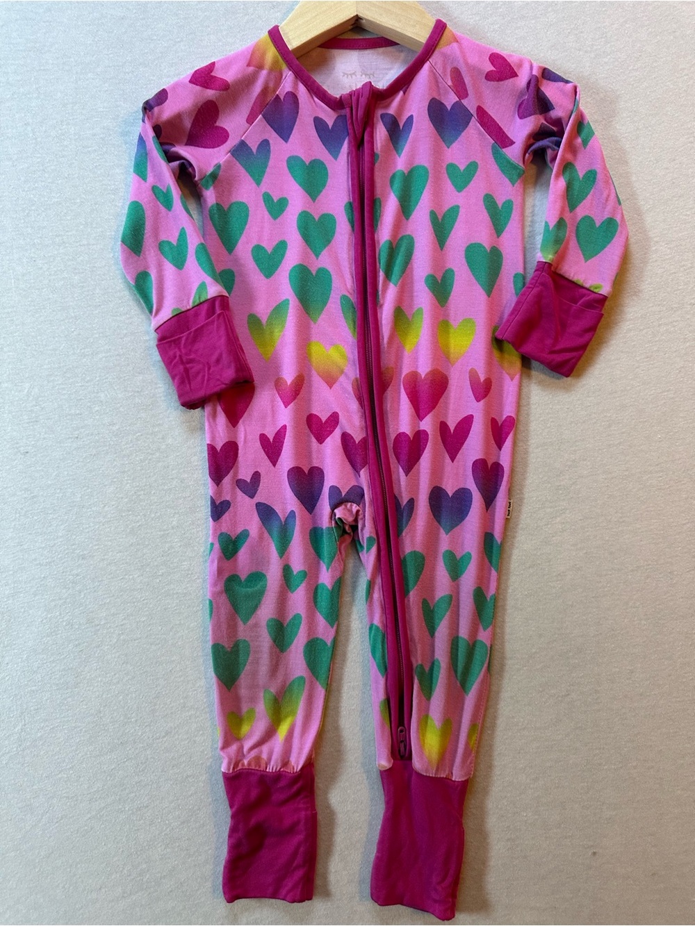Little Sleepies Pink Heart-Print Footie Pajamas